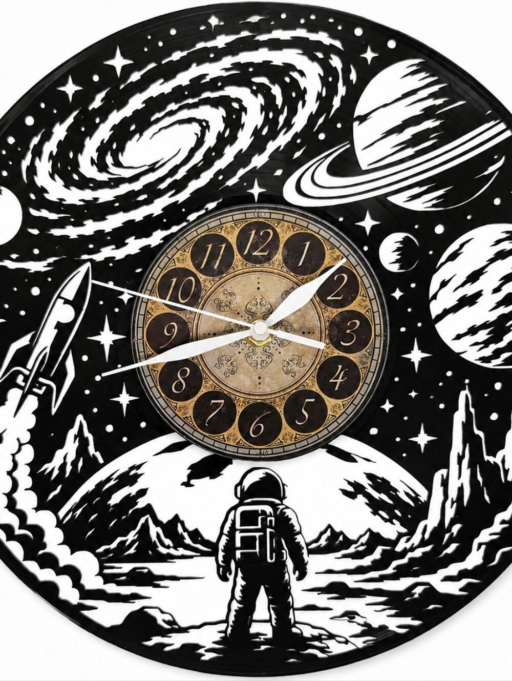 SPACE vinyl record clock